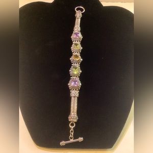 Vintage Stamped 925 BA Indonesia with natural gem stones